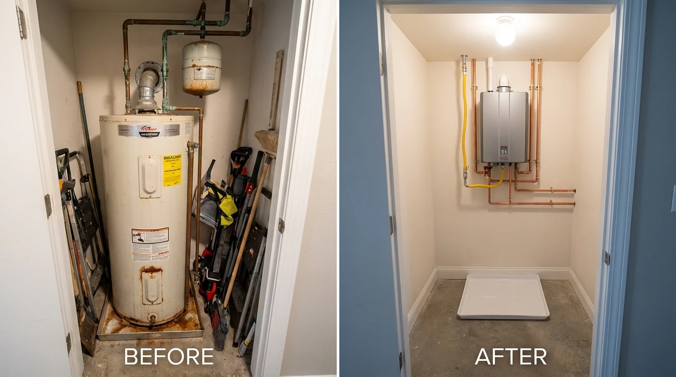 Tank water heater versus wall-mounted tankless unit comparison for Tooele, UT homeowners