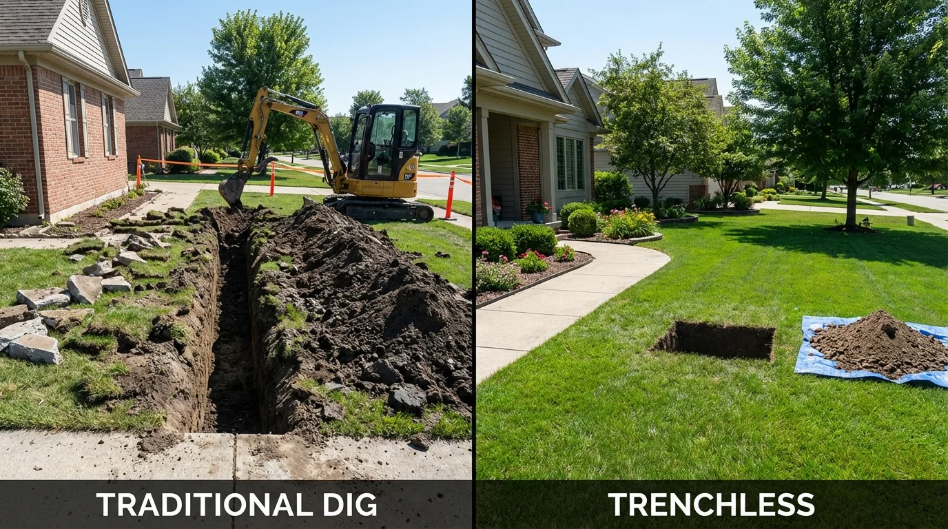Trenchless sewer repair with minimal yard damage versus traditional excavation in Tooele, UT